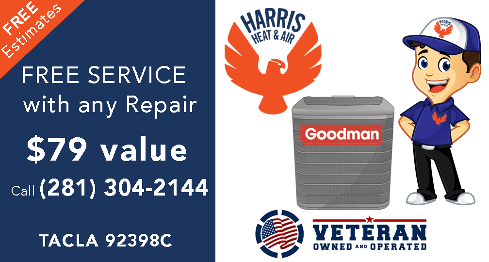 Free Service Coupon with any repair on your Air Conditioning Units in Katy and Cypress Texas
